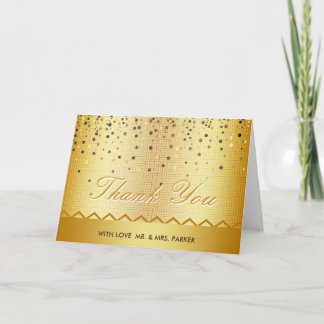 Elegant Gold Glitter Confetti Metal Thank You
