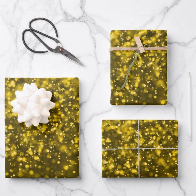 Elegant Gold Glitter Confetti Pattern Wrapping Paper Sheet (Front)