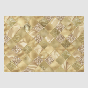 Elegant Gold Glitter Diamond Lattice Pattern Tissue Paper
