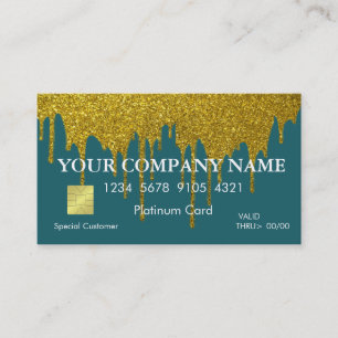 Elegant Gold Glitter Dripping Black Credit Card