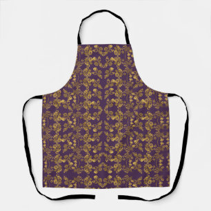 Elegant Gold Glitter Floral Garden Pattern Apron