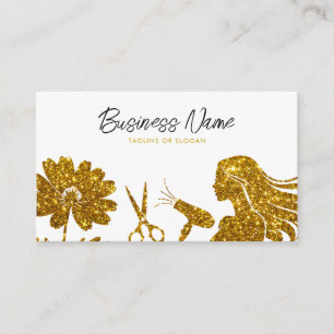 Elegant Gold Glitter Floral Hairdresser Appointment Card