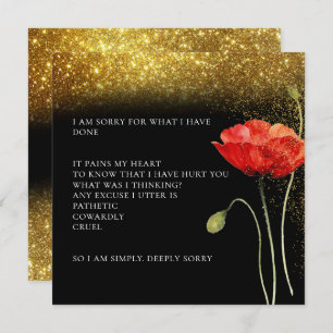 Elegant Gold Glitter Floral I’m sorry apology Card