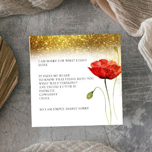Elegant Gold Glitter Floral I’m sorry apology Card