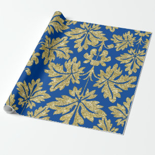 Elegant gold glitter Floral pattern Happy New Year Wrapping Paper