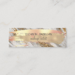 Elegant Gold Glitter Foil Brush Stroke Mini Business Card