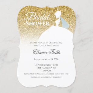 Elegant Gold Glitter Glam Bridal Shower Invitation