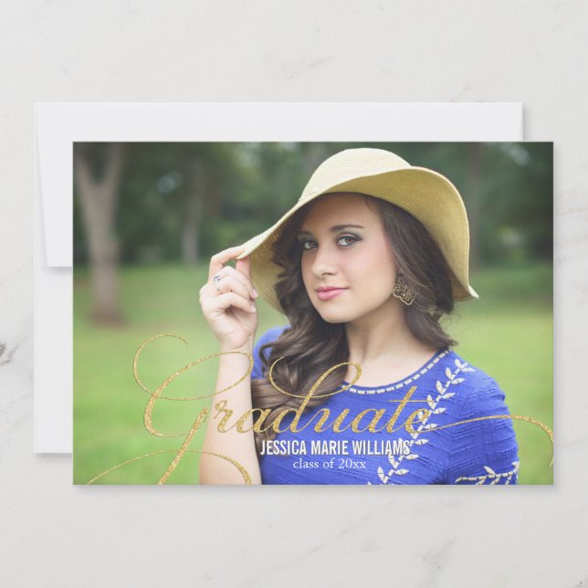 Elegant Gold Glitter Graduation Invitations (Front)