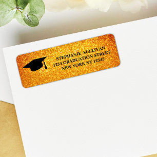 Elegant Gold Glitter Graduation Return Address Return Address Label