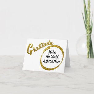 Elegant Gold Glitter Gratitude Typography Thank You Card