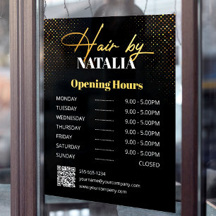 Elegant Gold Glitter Hair Salon Business Hours