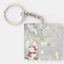 Elegant Gold Glitter Heart Snowman