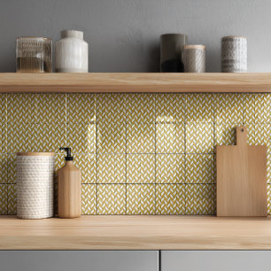 Elegant Gold Glitter Herringbone Chevron Pattern Ceramic Tile