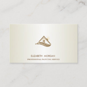 Elegant Gold Glitter House Roff Brush Business Card
