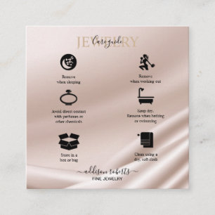 Elegant Gold Glitter Jewellery Care Square Busines Square Business Card