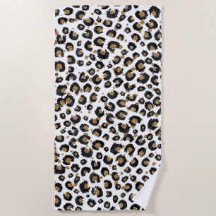 Elegant Gold Glitter Leopard Pattern Beach Towel