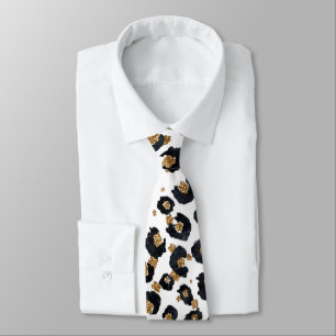 Elegant Gold Glitter Leopard Pattern Tie