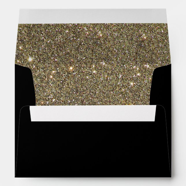 Elegant Gold Glitter Lined Invitation Envelope (Back (Bottom))