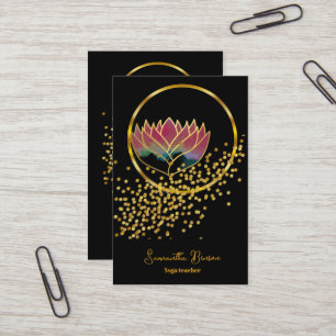 Elegant Gold Glitter Lotus Yoga Meditation Business Card