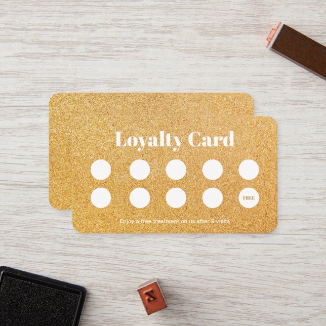 Elegant gold glitter Make up artist Loyalty Card (Front/Back In Situ)