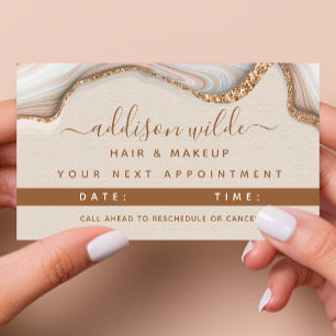 Elegant Gold Glitter Marble Agate Appointment Card