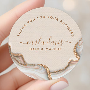 Elegant Gold Glitter Marble Agate Modern Chic Classic Round Sticker