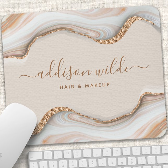 Elegant Gold Glitter Marble Agate Modern Chic Mouse Pad (Creator Uploaded)