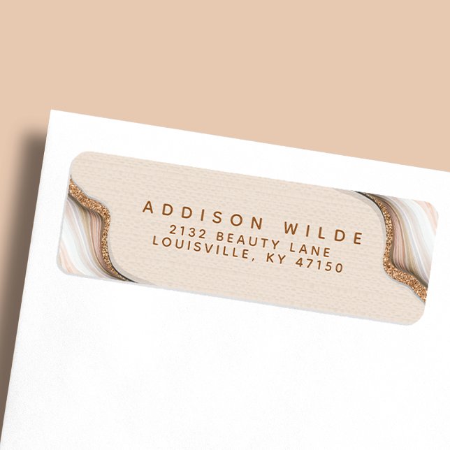 Elegant Gold Glitter Marble Agate Return Address Label (Creator Uploaded)