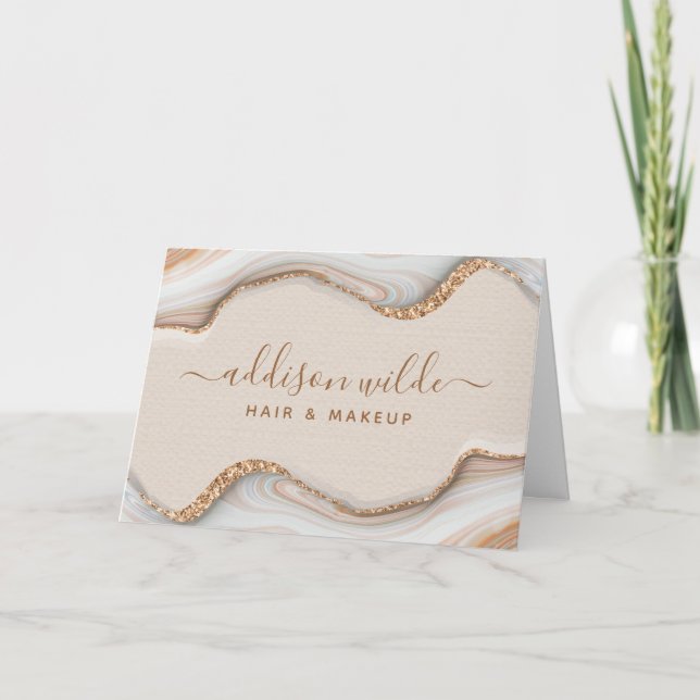 Elegant Gold Glitter Marble Client Thank You Card (Front)