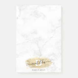 Elegant gold glitter marble makeup artist post-it notes
