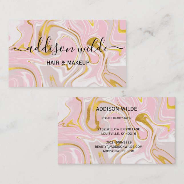 Elegant Gold Glitter Marble   Modern Chic Business Business Card (Front/Back)
