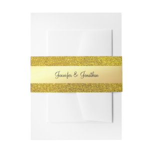 Elegant Gold Glitter Modern Calligraphy Script Invitation Belly Band