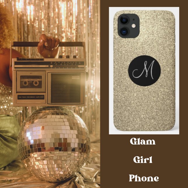 Elegant Gold Glitter Monogram Bling Case-Mate iPhone Case (Creator Uploaded)