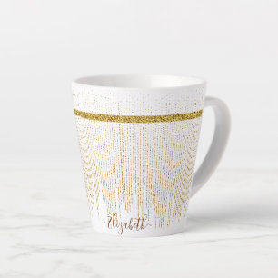 Elegant Gold Glitter Monogram Name Latte Mug