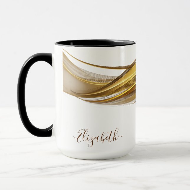 Elegant Gold Glitter Monogram Name Mug (Left)