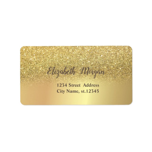 Elegant Gold Glitter Ombre Bokeh Label (Front)