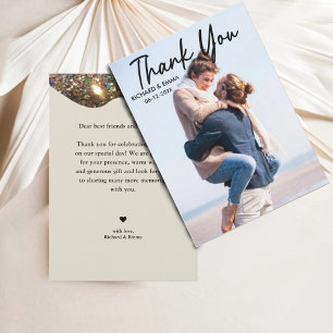 Elegant Gold Glitter   Personalised Photo Wedding  Thank You Card