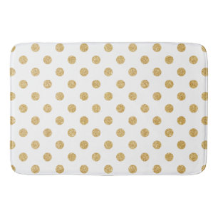 Elegant Gold Glitter Polka Dots Pattern Bath Mat
