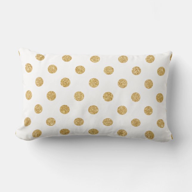 Elegant Gold Glitter Polka Dots Pattern Lumbar Cushion (Front)