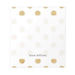 Elegant Gold Glitter Polka Dots Pattern Notepad
