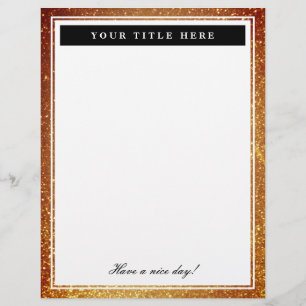 Elegant gold glitter print border stationery paper