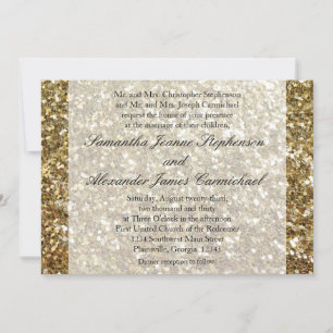 Elegant Gold Glitter Printed Wedding Invitation