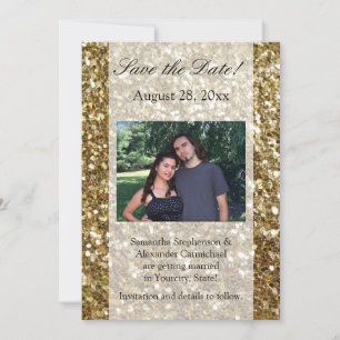 Elegant Gold Glitter Printed Wedding Invitation