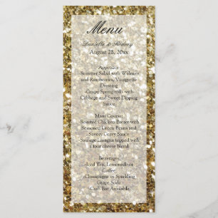Elegant Gold Glitter Printed Wedding Menu