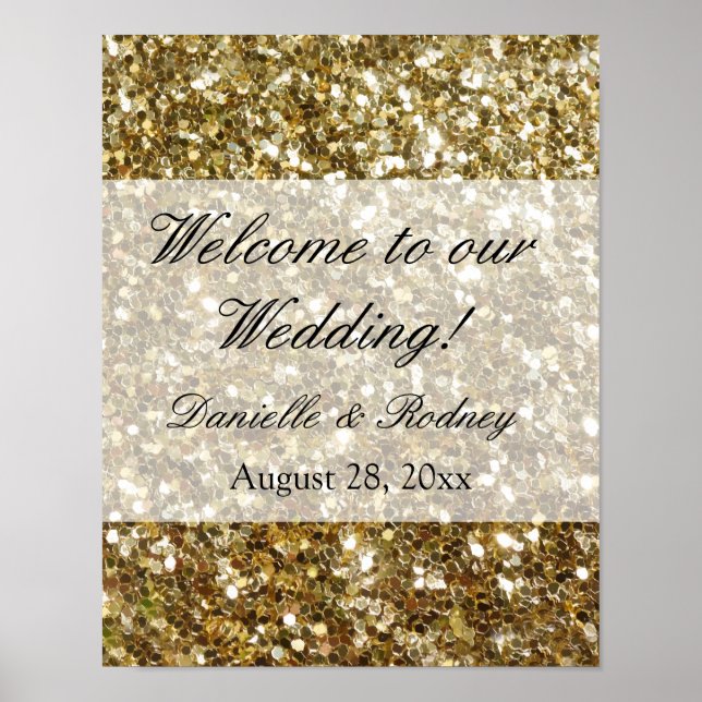 Elegant Gold Glitter Printed Wedding Poster (Front)