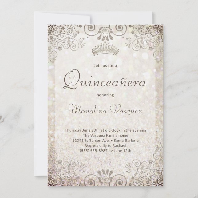 Elegant Gold Glitter Quinceañera  15th Birthday Invitation (Front)