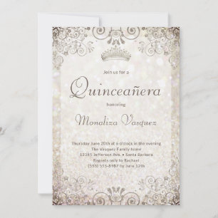 Elegant Gold Glitter Quinceañera  15th Birthday Invitation