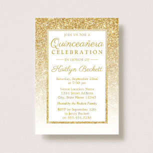 Elegant Gold Glitter Quinceañera 15th Birthday Invitation
