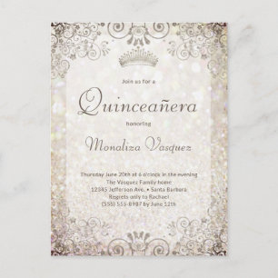 Elegant Gold Glitter Quinceañera 15th Birthday Postcard