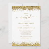 Elegant Gold Glitter Script Christmas Party
